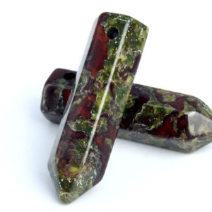 2 Pcs 30x8MM Dragon Blood Jasper Beads Healing Hexagonal Pointed Grade AAA Genuine Natural Loose Beads BULK LOT 2,4,6,12 and 50 (103242-718)