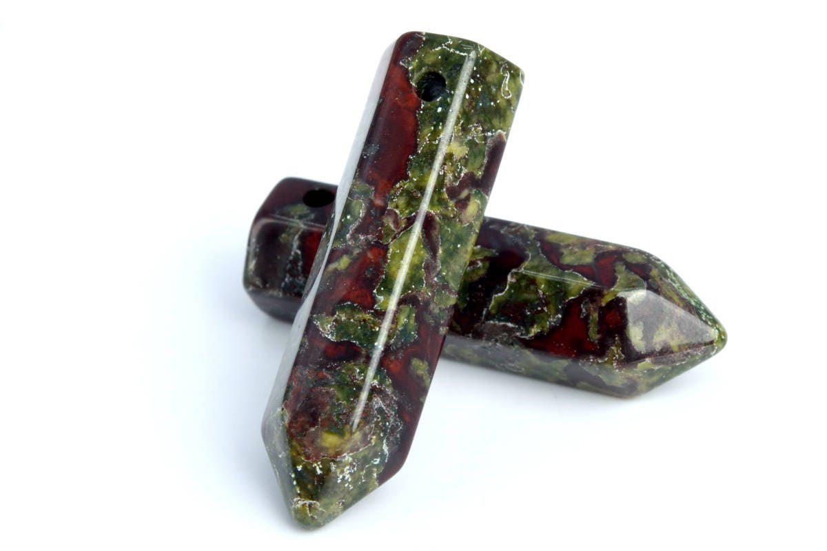 2 Pcs 30x8mm Dragon Blood Jasper Beads Healing Hexagonal Pointed Grade Aaa Genuine Natural Loose Beads Bulk Lot 2,4,6,12 And 50 (103242-718)