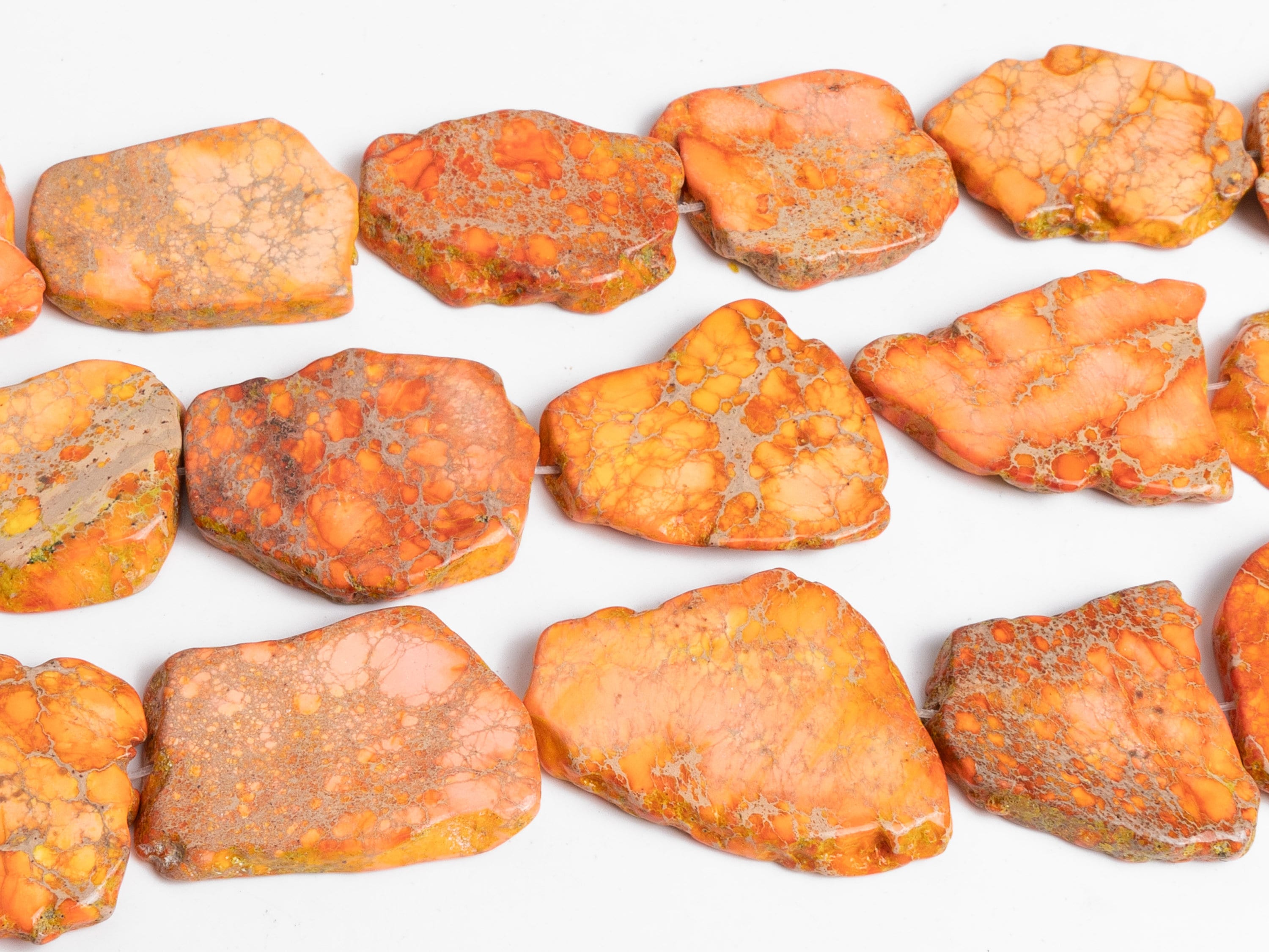 21x25mm-35x45mm Orange Sea Sediment Imperial Jasper Beads Grade Aaa Gemstone Full Strand Freeform Slab Slice Loose Beads 15" (125940-2640)