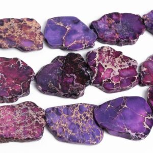 21X31MM-35X45MM Grape Purple Sea Sediment Imperial Jasper Grade AAA Gemstone Full Strand Freeform Slab Slice Loose Beads 15" (125946-1354)