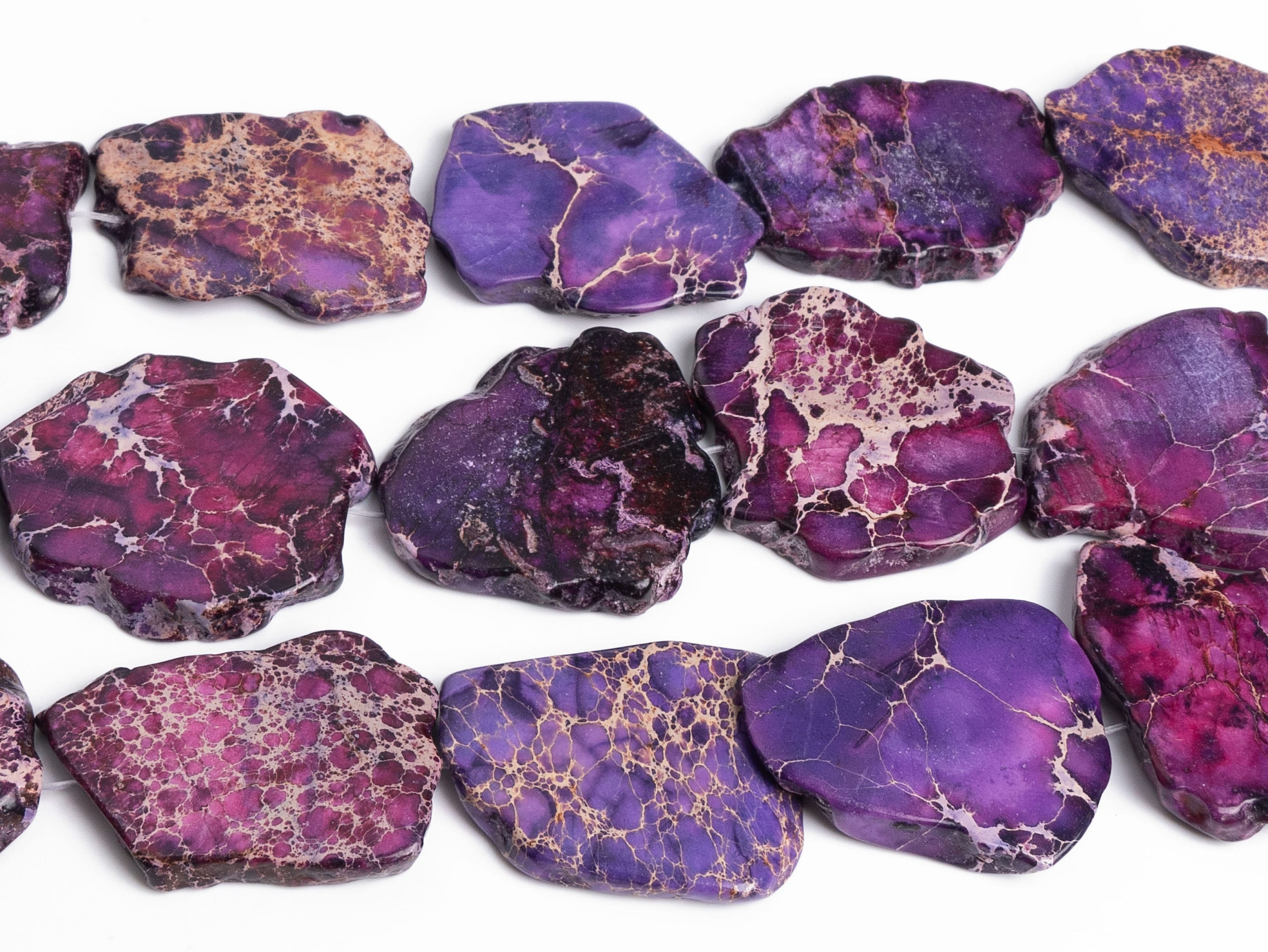 21x31mm-35x45mm Grape Purple Sea Sediment Imperial Jasper Grade Aaa Gemstone Full Strand Freeform Slab Slice Loose Beads 15" (125946-1354) 21x31mm-35x45mm Grape Purple Sea Sediment Imperial Jasper Grade Aaa Gemstone Full Strand Freeform Slab Slice Loose Beads 15" (125946-1354)