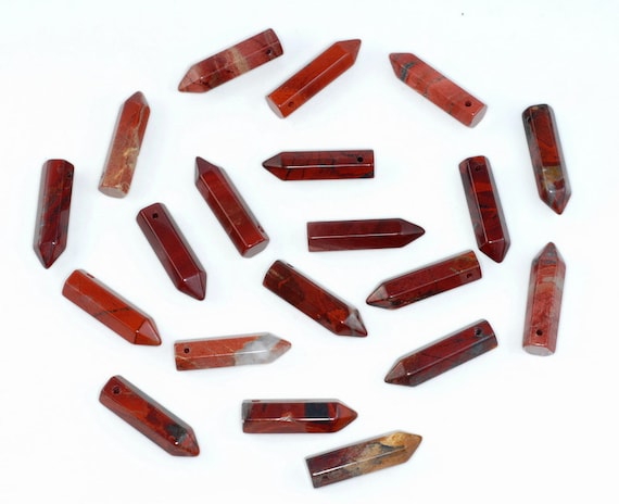 31x8mm Breccia Jasper Gemstone Point Healing Chakra Hexagonal Point Focal Bead Lot 2,4,6,12 And 50 (90183775-368)