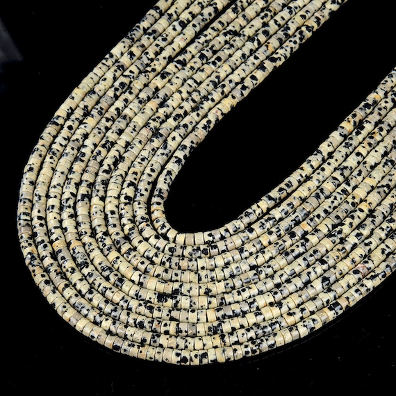 4x2mm Dalmation Jasper Gemstone Heishi Discs Beads Loose Beads Bulk Lot 1,2,6,12 And 50 (p16)