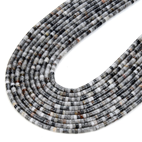 4x2mm Gray Picasso Jasper Gemstone Heishi Discs Beads Loose Beads Bulk Lot 1,2,6,12 And 50 (p15) 4x2mm Gray Picasso Jasper Gemstone Heishi Discs Beads Loose Beads Bulk Lot 1,2,6,12 And 50 (p15)