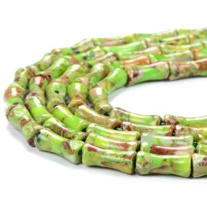 5X12MM Green Sea Sediment Jasper Gemstone Grade Bamboo Tube Cylinder Loose Beads BULK LOT 1,2,6,12 and 50 (P79)