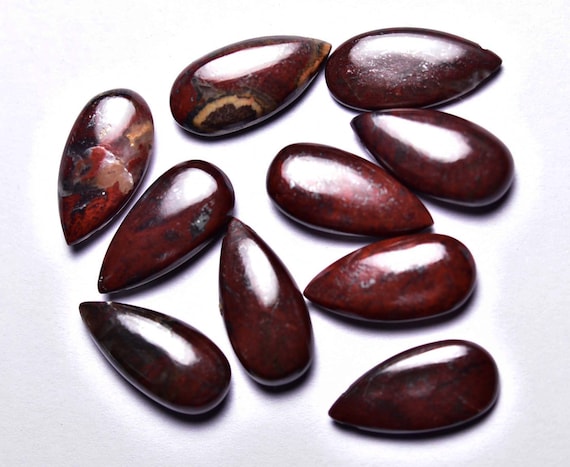 6 Pcs - Natural Smooth Indian Jasper Pear Side Drilled Briolettes - Size Is 7x15mm #830