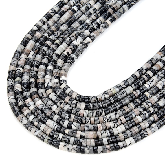 6x3mm Black Zebra Jasper Gemstone Heishi Discs Beads Loose Beads Bulk Lot 1,2,6,12 And 50 (p18) 6x3mm Black Zebra Jasper Gemstone Heishi Discs Beads Loose Beads Bulk Lot 1,2,6,12 And 50 (p18)