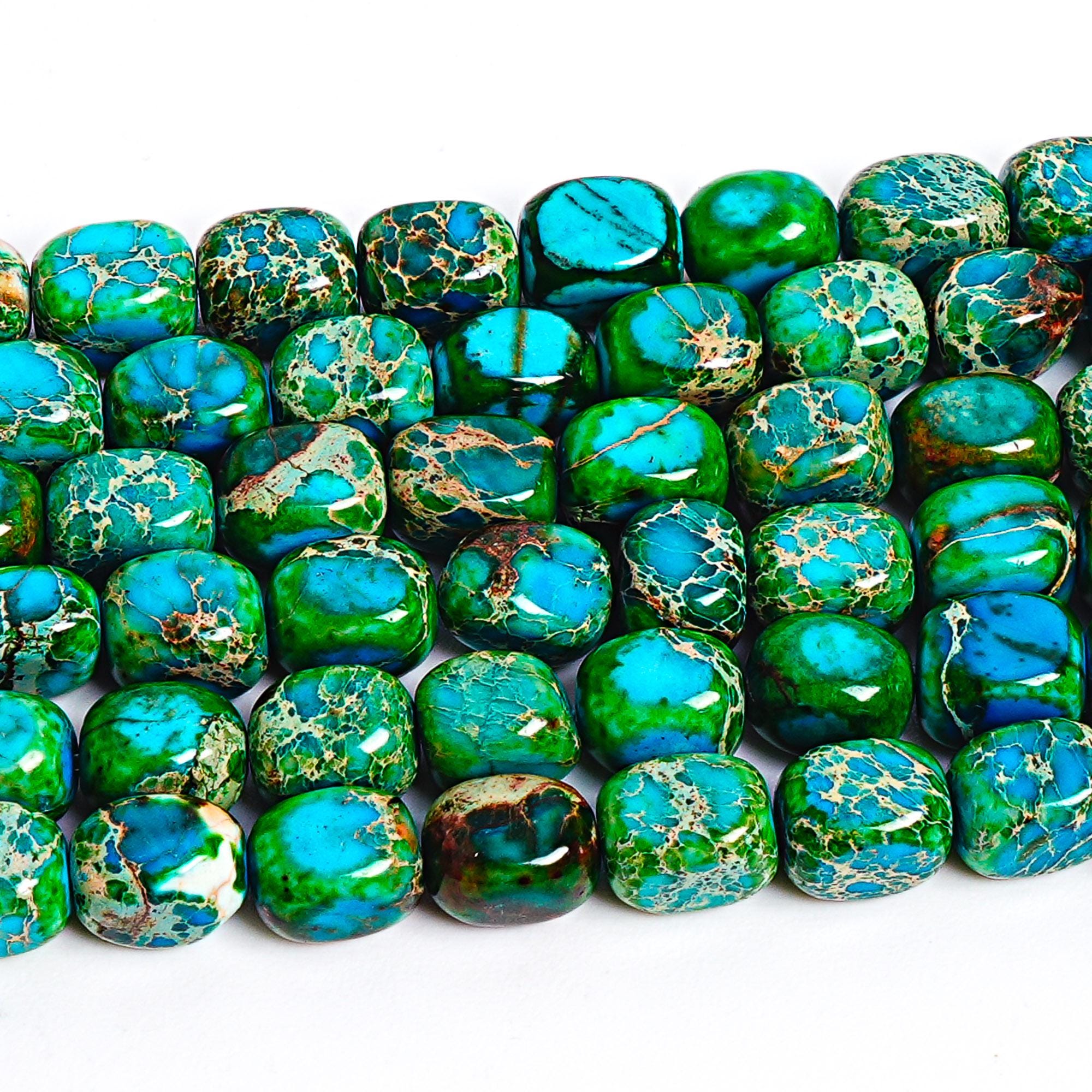 7x5mm Green Blue Sea Sediment Imperial Jasper Beads Grade Aa Genuine Natural Gemstone Cube Loose Beads 15" Bulk Lot Options(127445-1844)