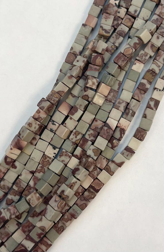Coffee Jasper 4x4mm Square Gemstone Beads -15.5 Inch