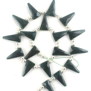 Faceted Green Jasper Triangle Beads: Natural Gemstone Strand