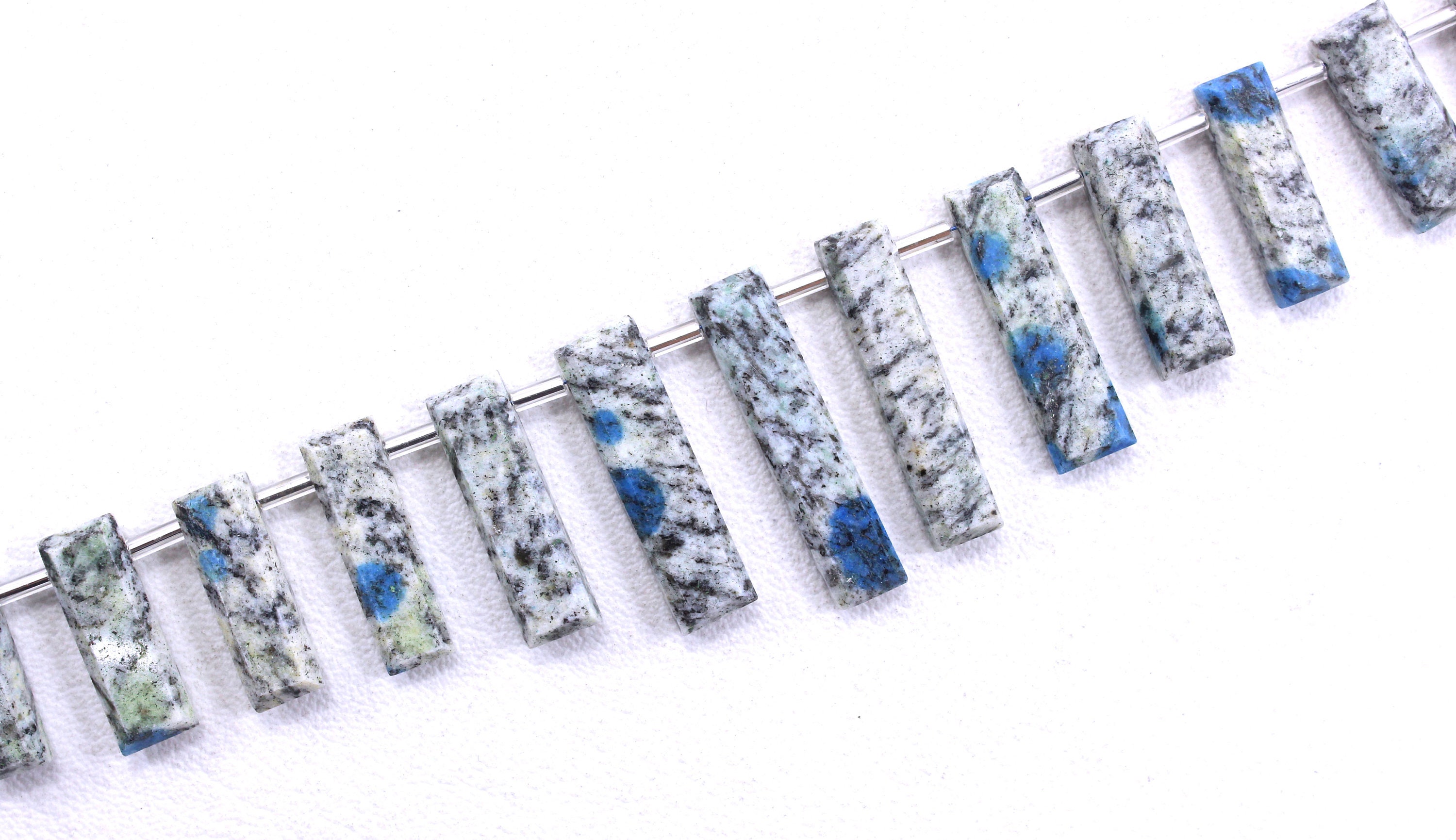 K2 Jasper Gemstone Beads: 30 Faceted Rectangle Briolettes, 5x12-6x27mm