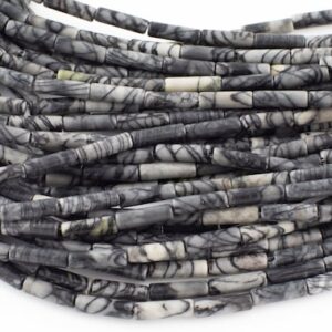 Spider Vein Jasper beads tube tubular beads 15.5" 4x13mm