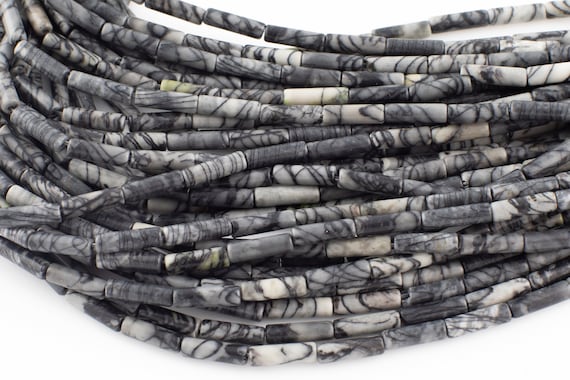 Spider Vein Jasper Beads Tube Tubular Beads 15.5" 4x13mm