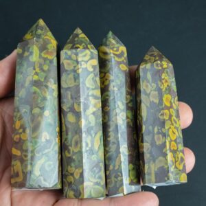 1 Pc Natural Mustard Flower Jasper Obelisk Tower Point wand healing crystal 1 Pc Natural Mustard Flower Jasper Obelisk Tower Point wand healing crystal