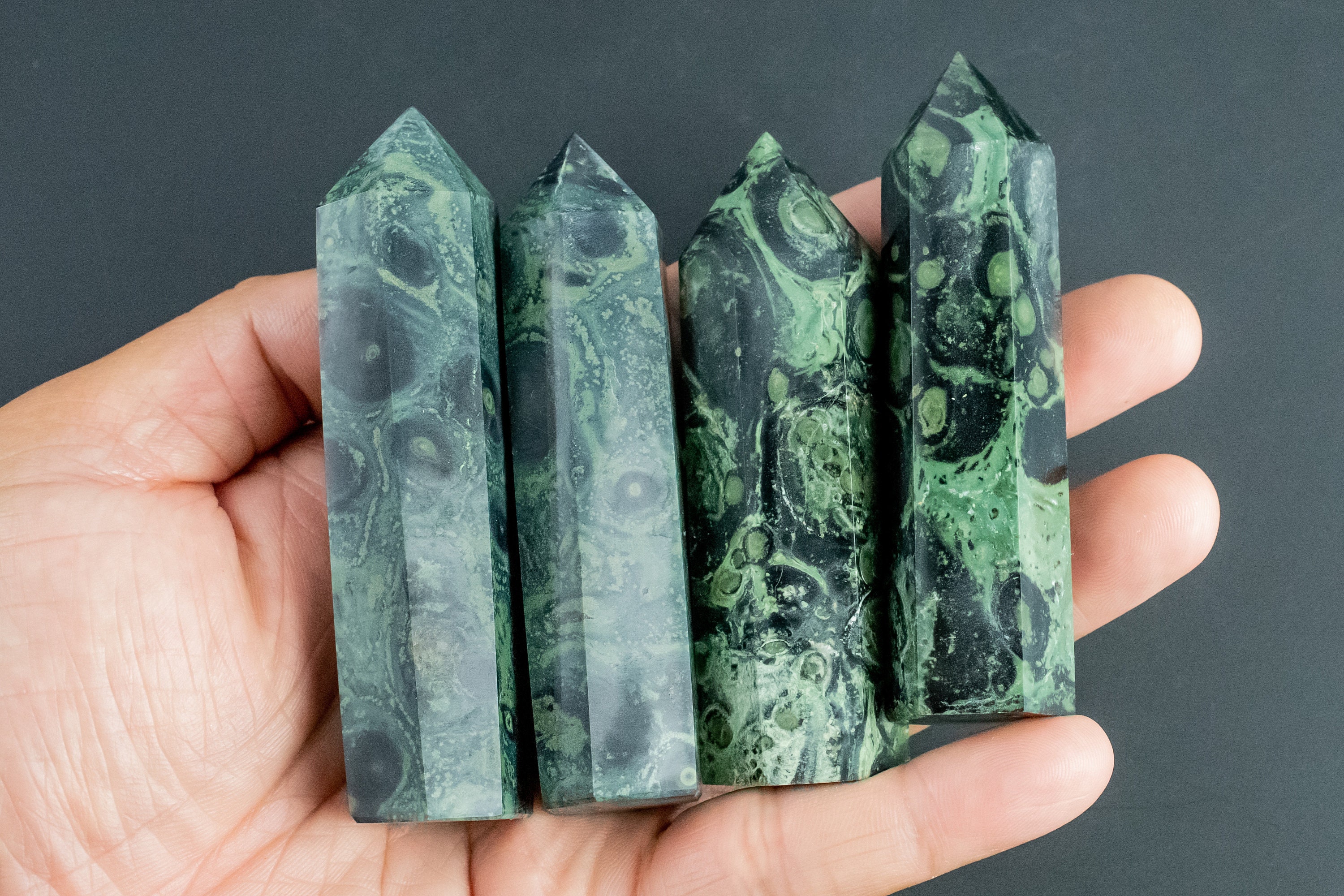 1 Pc Natural Kambaba Jasper Obelisk Tower Point Wand Healing Crystal Towers
