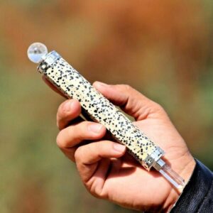 175MM Dalmation Jasper 7 Chakra Wand: Faceted Energy Gemstone