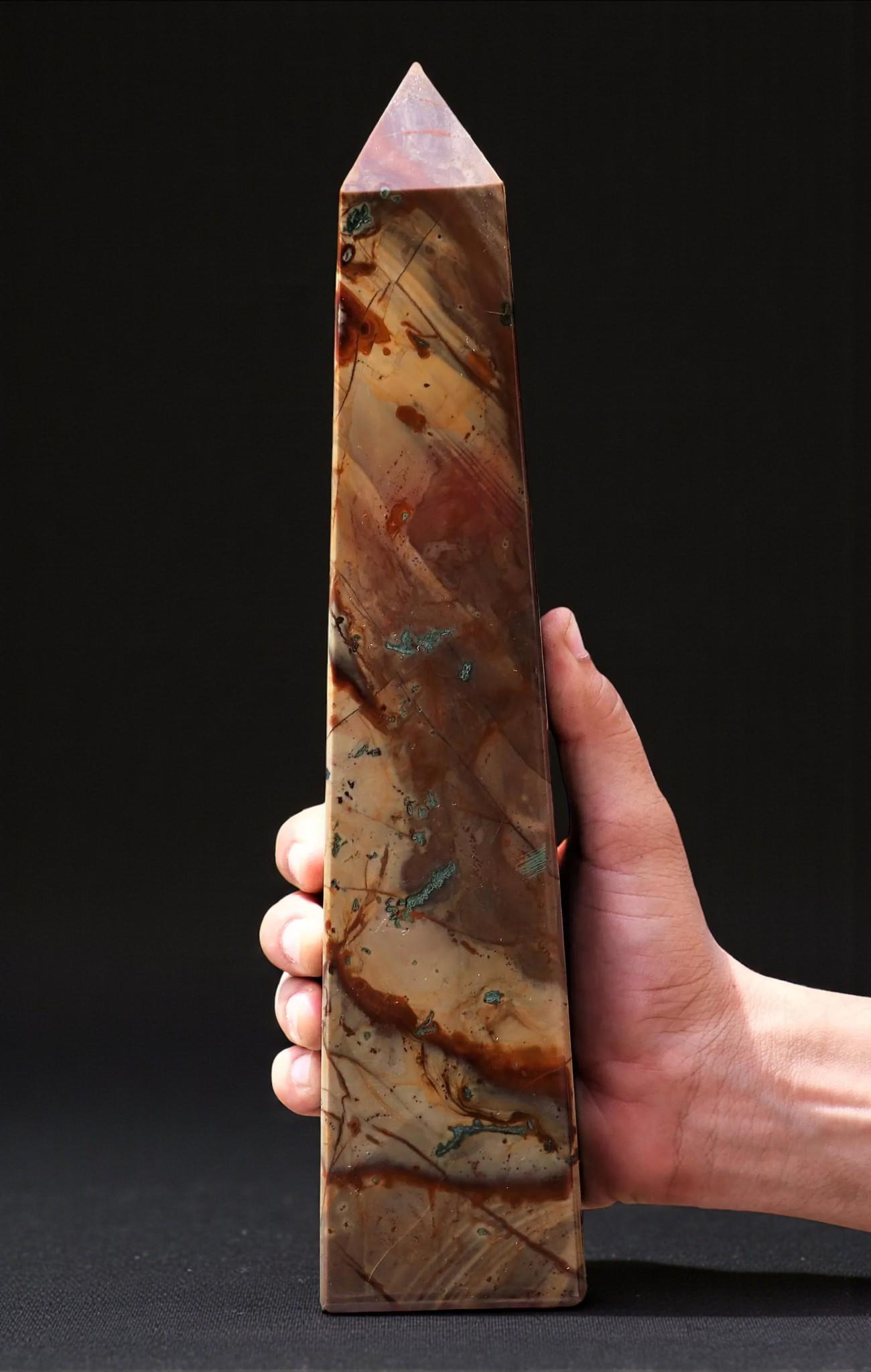 300mm Polychrome Jasper Faceted Tower: Reiki Charged Spiritual Decor