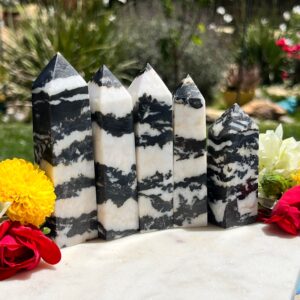 Chunky Black and White Zebra Jasper Tower Point