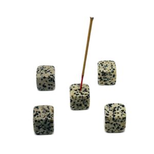 Dalmatian Jasper Crystal Incense Holder - Crystal Stone Incense Stick Holder - Polished Cube Incense Holder - Healing Stone - In1018