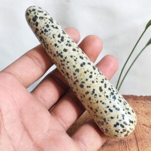 Dalmatian Jasper  Round Massage Wand: Natural Healing Crystal, 4.4''