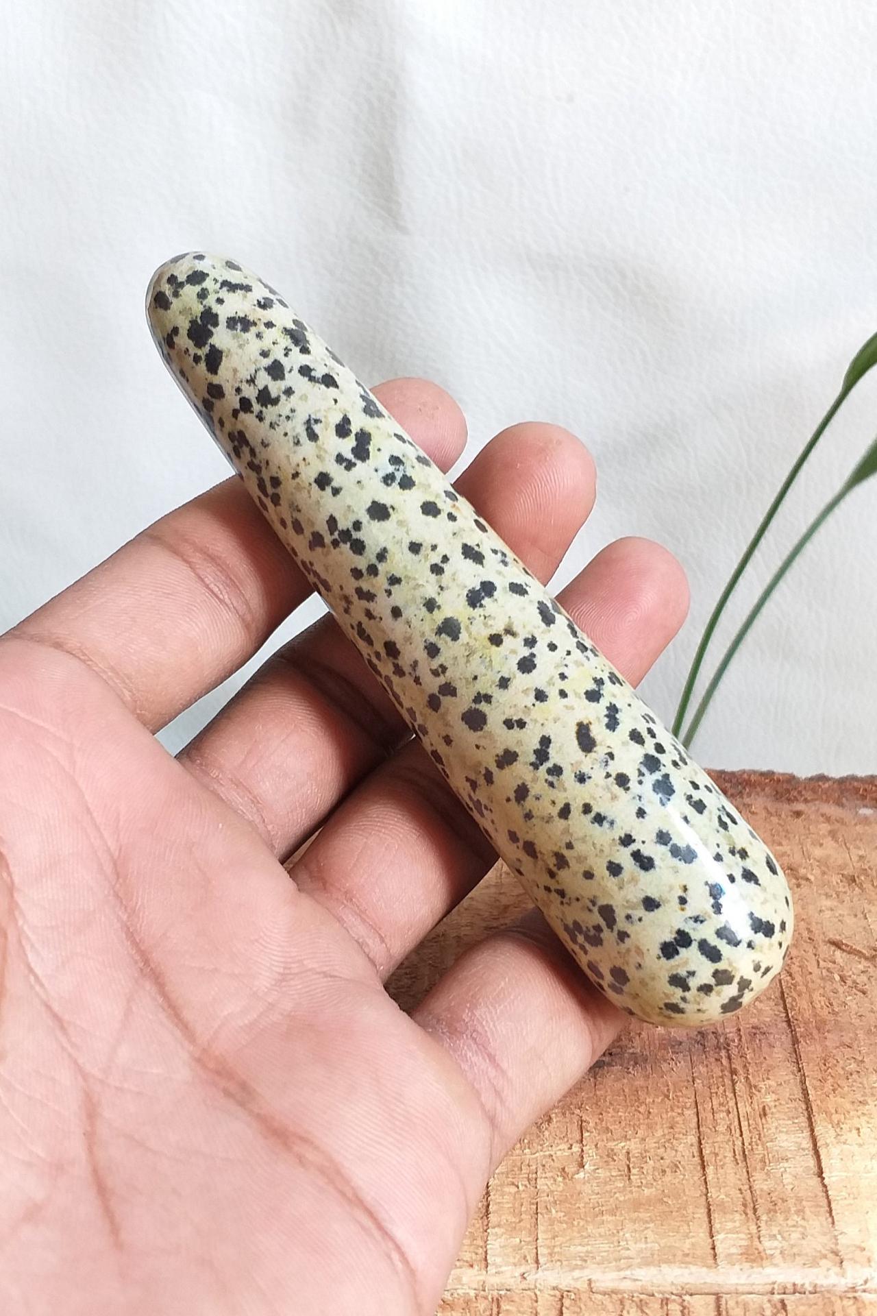Dalmatian Jasper Round Massage Wand: Natural Healing Crystal, 4.4'' Dalmatian Jasper Round Massage Wand: Natural Healing Crystal, 4.4''