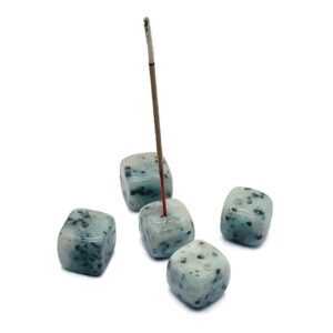 Kiwi Jasper Crystal Incense Holder - Crystal Stone Incense Stick Holder - Polished Cube Incense Holder - Healing Stone - In1013