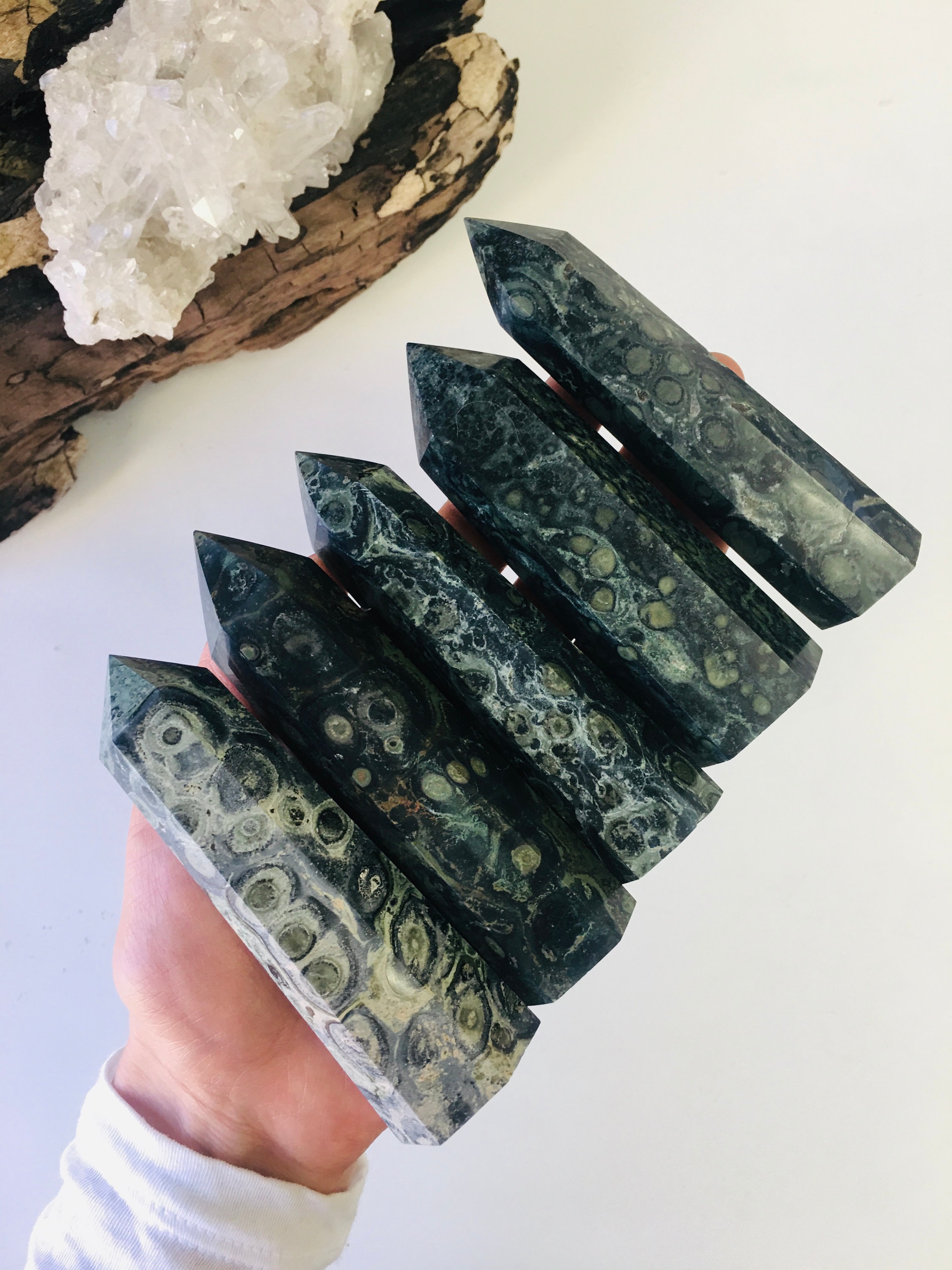 Polished Kambaba Jasper Tower, Natural Crystal Point