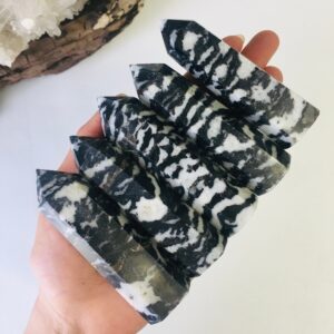 Zebra Jasper Crystal Tower, Black White Jasper Point