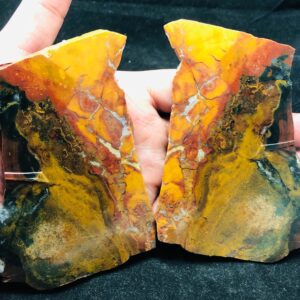 Natural Cherry Creek Jasper Rough Slice | Gemstone Pair 380.5g 115x67x10mm