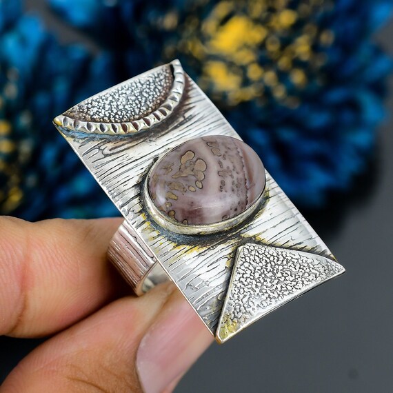 Coffee Bean Jasper Ring: Handmade 925 Sterling Silver, Size 9.5