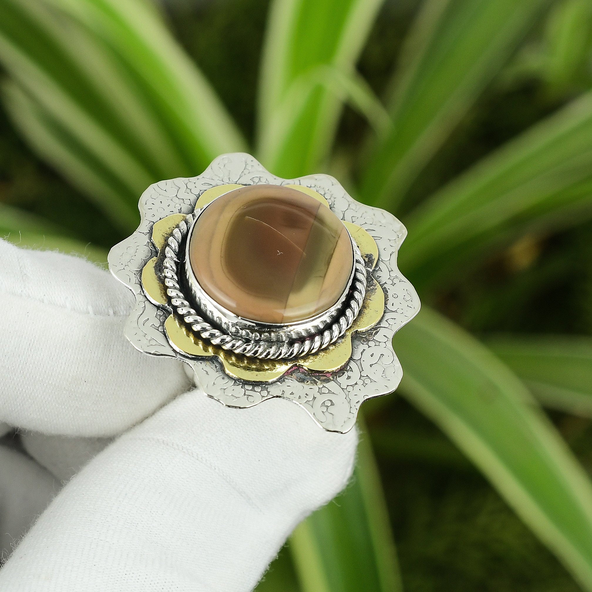 Handmade Imperial Jasper Ring: 925 Sterling Silver Adjustable Band