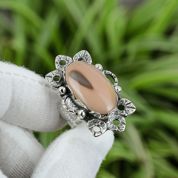 Handmade Imperial Jasper Ring: Sterling Silver Boho Jewelry, Size 8.75