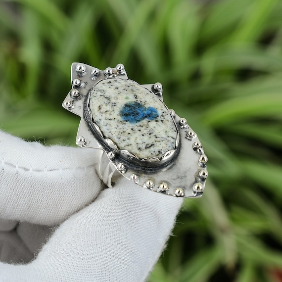 Handmade K2 Jasper Ring: Oval Gemstone, 925 Sterling Silver, Size 7.75