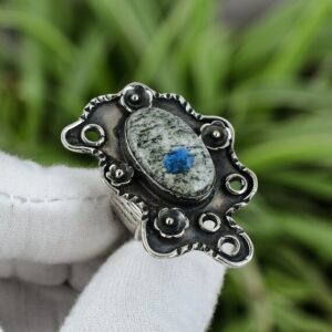 K2 Jasper Sterling Silver Ring - Pear Stone, Size 8, Handmade