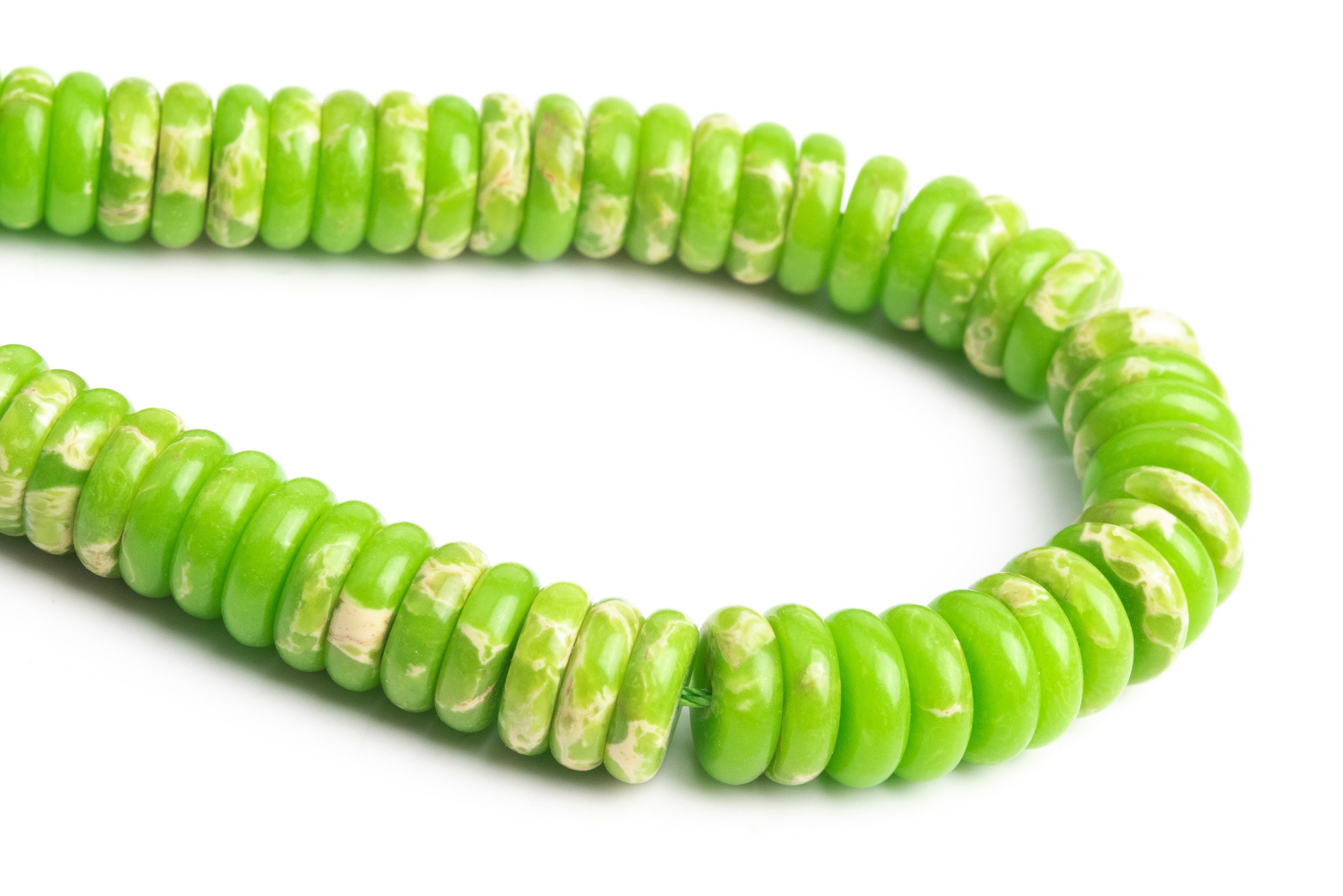 10x3mm Apple Green Imperial Jasper Beads Grade Aaa Natural Gemstone Half Strand Rondelle Loose Beads 7.5" Bulk Lot 1,3,5,10,50 (101891h-425)