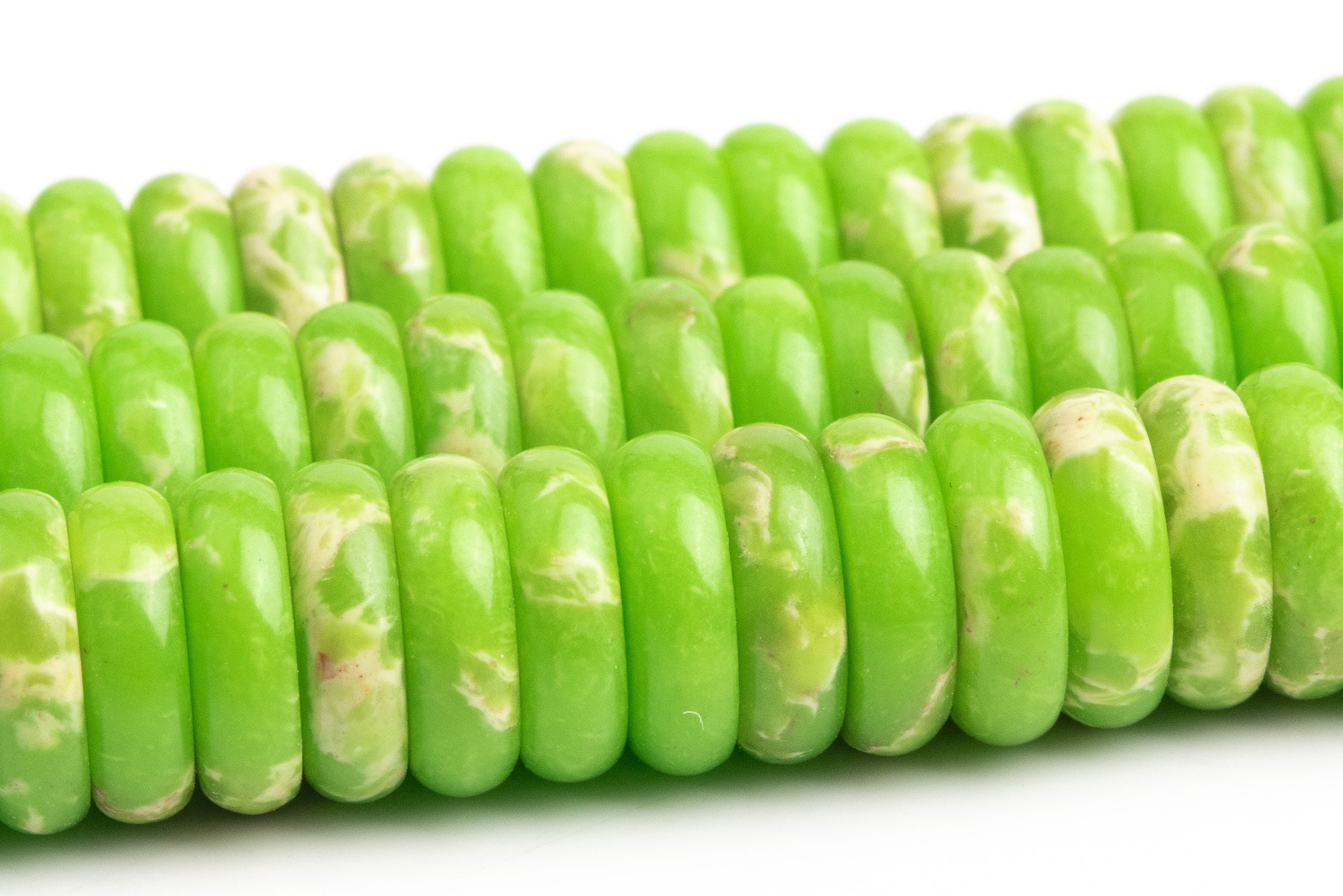 10x3mm Apple Green Imperial Jasper Beads Grade Aaa Natural Gemstone Full Strand Rondelle Loose Beads 15" Bulk Lot 1,3,5,10,50 (101891-425)