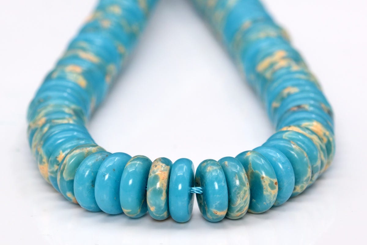 10x3mm Sky Blue Imperial Jasper Beads Grade Aaa Natural Gemstone Half Strand Rondelle Loose Beads 7.5" Bulk Lot 1,3,5,10,50 (101894h-892)