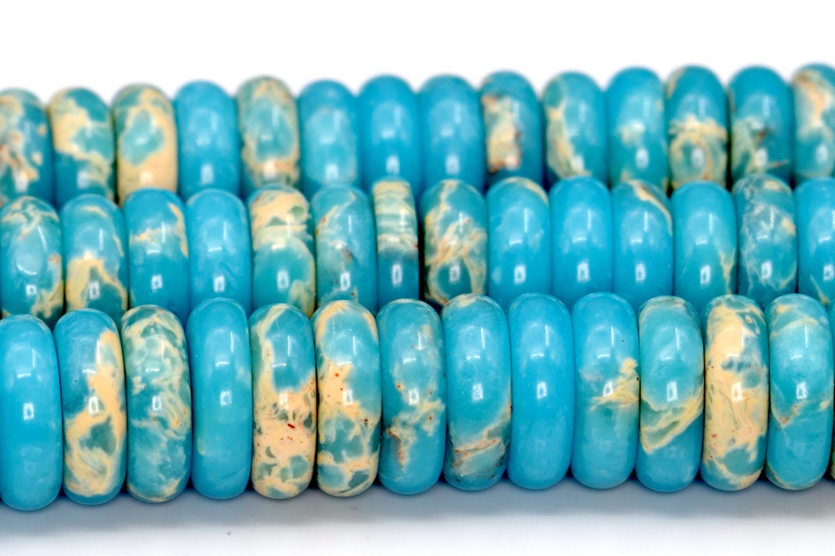10x3mm Sky Blue Imperial Jasper Beads Grade Aaa Natural Gemstone Full Strand Rondelle Loose Beads 15" (101894-892)