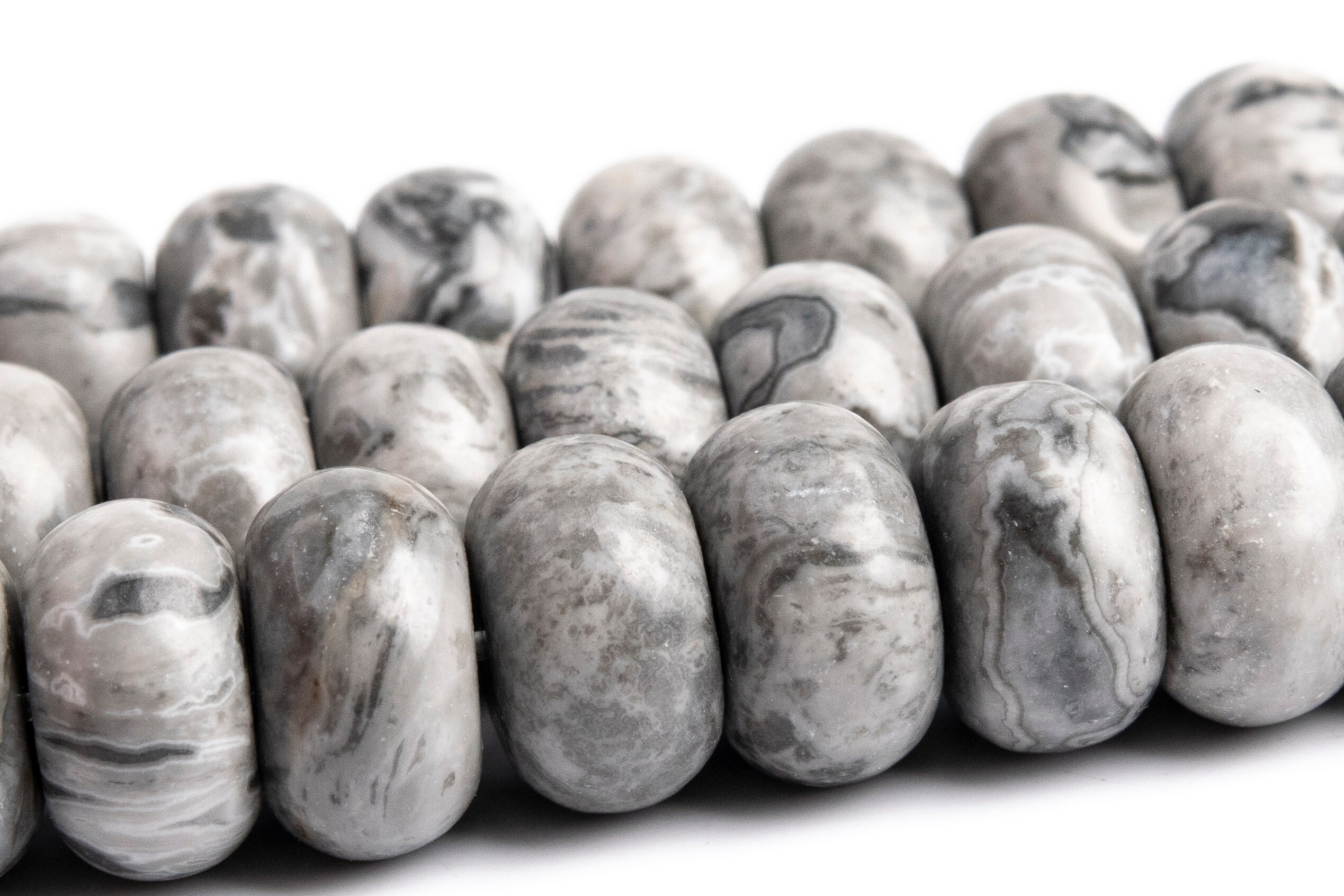 10x6mm Gray Crazy Lace Jasper Beads Grade Aaa Genuine Natural Gemstone Rondelle Loose Beads 15" / 7.5" Bulk Lot Options (110560)