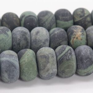 10x6mm Matte Green Kambaba Jasper Beads Grade Aaa Genuine Natural Gemstone Rondelle Loose Beads 15" / 7.5" Bulk Lot Options (110573)