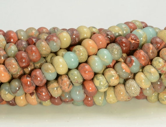 6x4mm Sea Sediment Imperial Jasper Gemstone Grade Aa Blue Rondelle Loose Beads 16 Inch Full Strand Lot 1,2,6,12 And 50 (90183578-277)