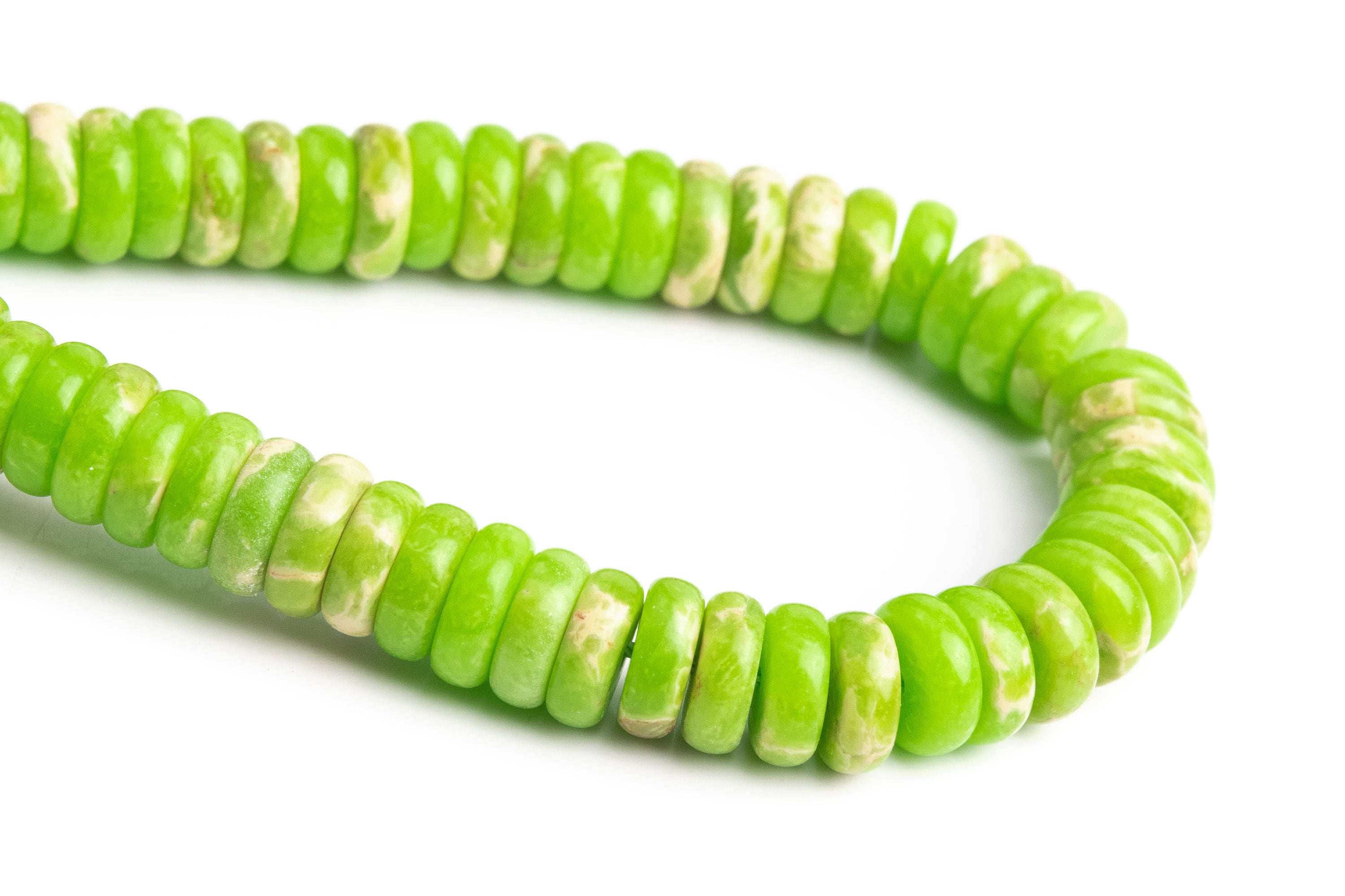 8x3mm Apple Green Imperial Jasper Beads Grade Aaa Natural Gemstone Half Strand Rondelle Loose Beads 7.5" Bulk Lot 1,3,5,10,50 (101890h-425)
