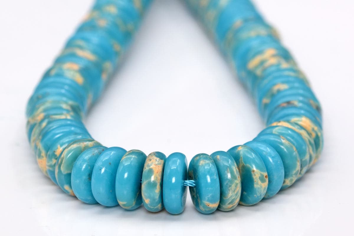 8x3mm Sky Blue Imperial Jasper Beads Grade Aaa Natural Gemstone Half Strand Rondelle Loose Beads 7.5" Bulk Lot 1,3,5,10 And 50 (101893h-892)