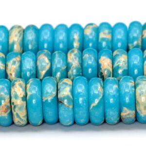 8x3mm Sky Blue Imperial Jasper Beads Grade Aaa Natural Gemstone Full Strand Rondelle Loose Beads 15" Bulk Lot 1,3,5,10 And 50 (101893-892)
