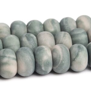 8x5MM Matte Green Wood Skin Jasper Beads Grade AAA Genuine Natural Gemstone Rondelle Loose Beads 15" / 7.5" Bulk Lot Options (121625)