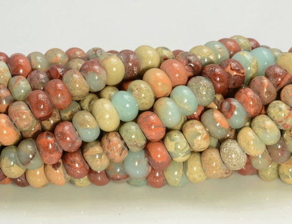 8x5mm Sea Sediment Imperial Jasper Gemstone Grade Aa Blue Rondelle Loose Beads 16 Inch Full Strand Lot 1,2,6,12 And 50 (90186101-837)