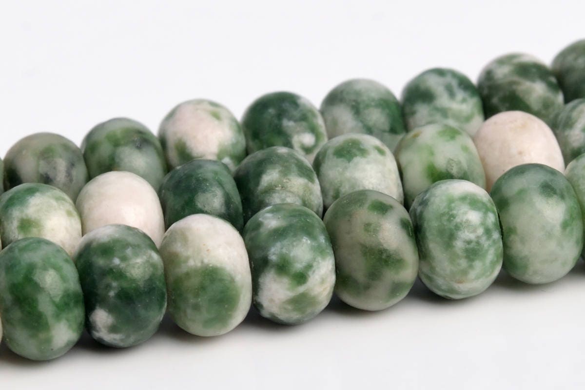 Green Spot Jasper Beads Grade Aaa Genuine Natural Gemstone Rondelle Loose Beads 6mm 8mm Bulk Lot Options