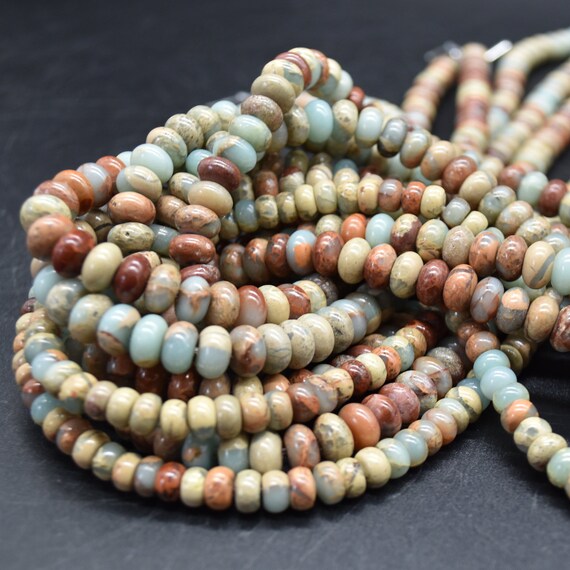 Impression Jasper Gemstone Rondelle Spacer Beads - 6mm, 8mm Sizes - 15" Strand