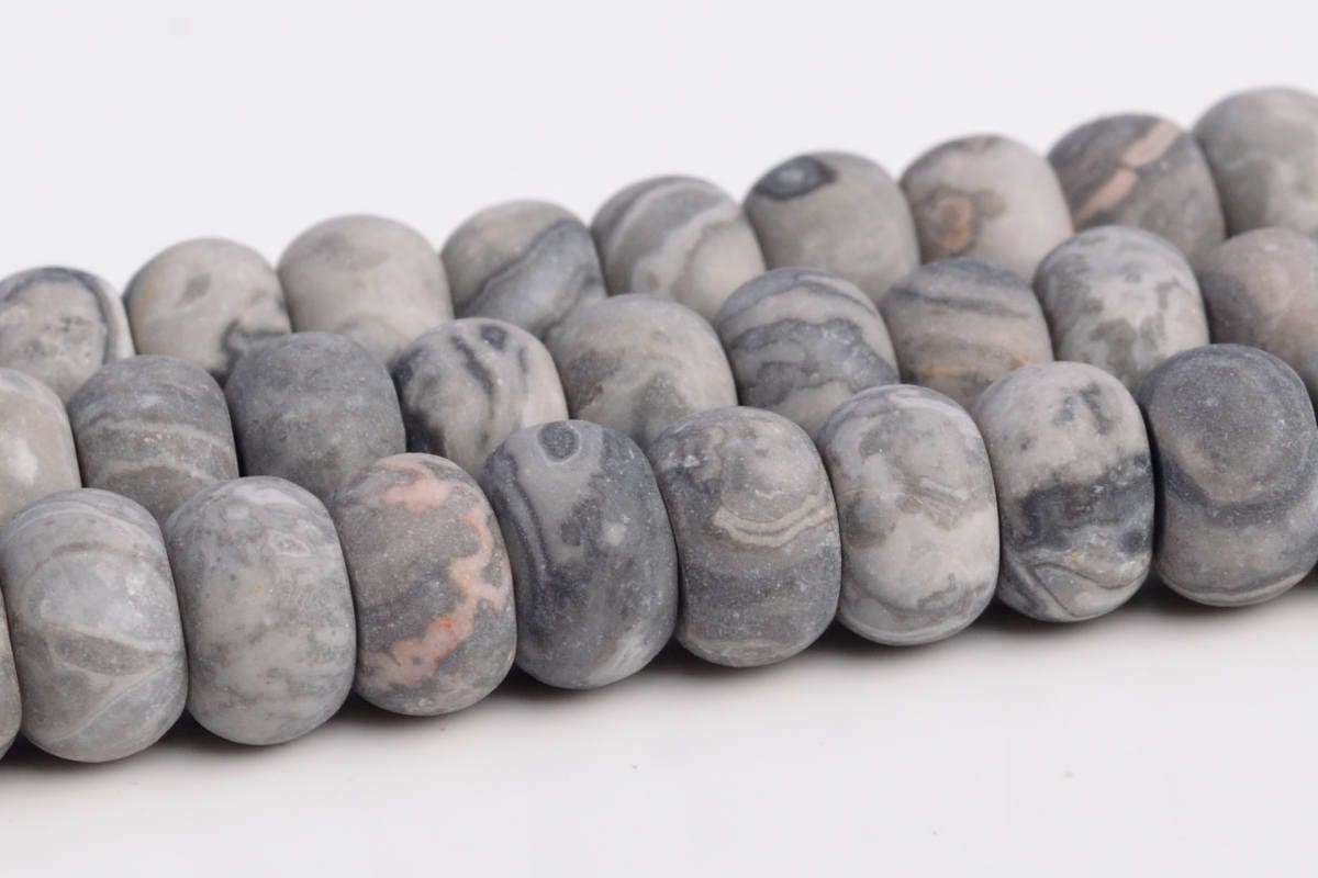 Matte Gray Crazy Lace Jasper Beads Grade Aaa Genuine Natural Gemstone Rondelle Loose Beads 6mm 8mm Bulk Lot Options