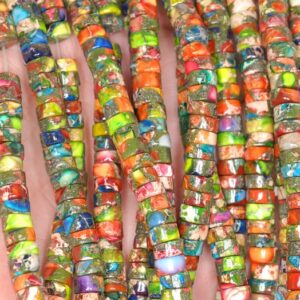 Rainbow Imperial Jasper Gemstone Grade Aa Heishi Rondelle 6x3mm Beads 16 Inch Full Strand Lot 1,2,6,12 And 50 (90143776-170)